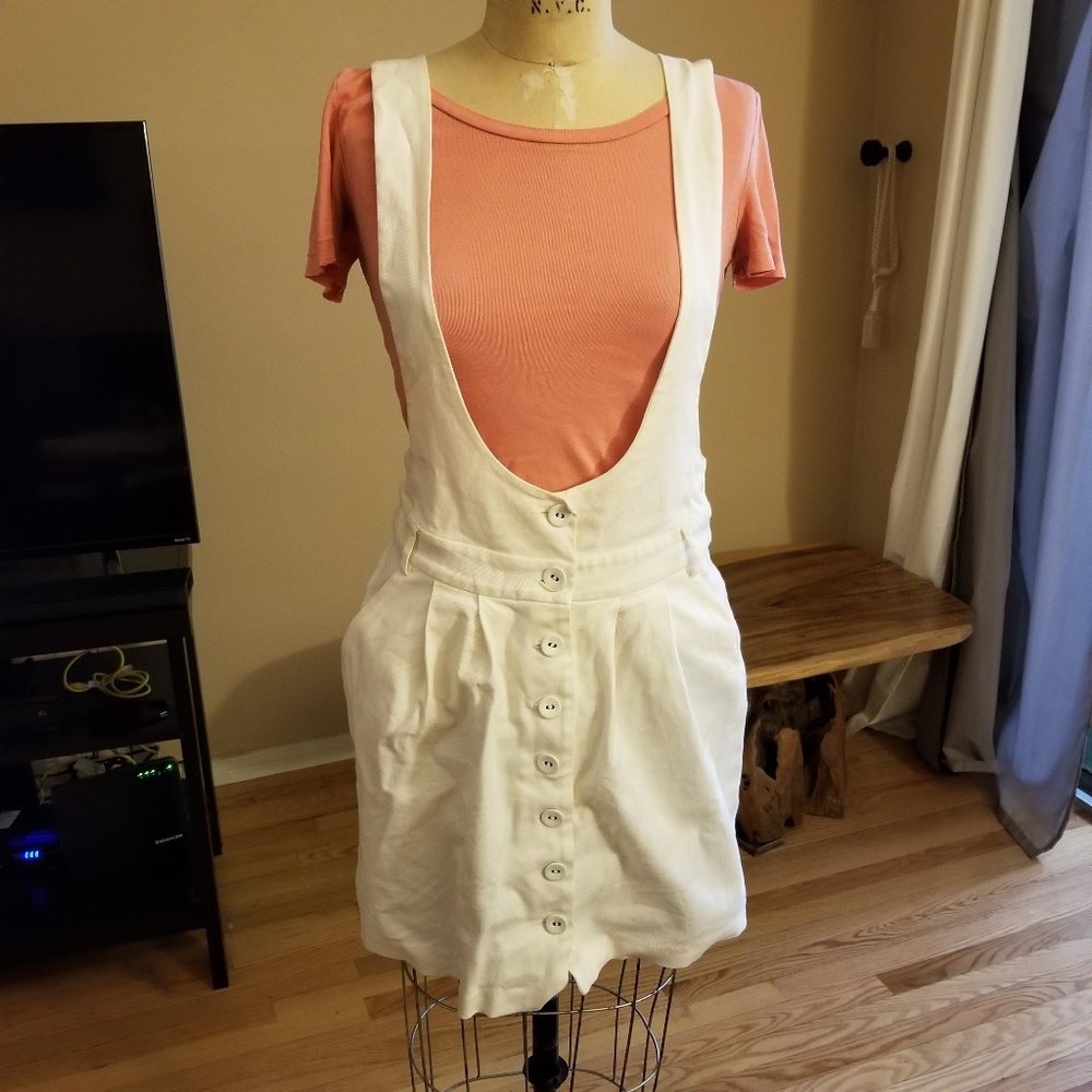 White Denim Pinafore